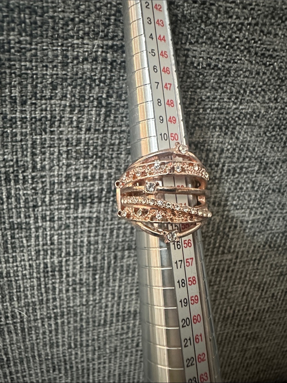 paparazzi Rose Gold Multi-Band Crystal Dome Ring